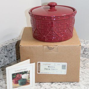 Longaberger Woven Drum Crock Maroon Paprika Dish